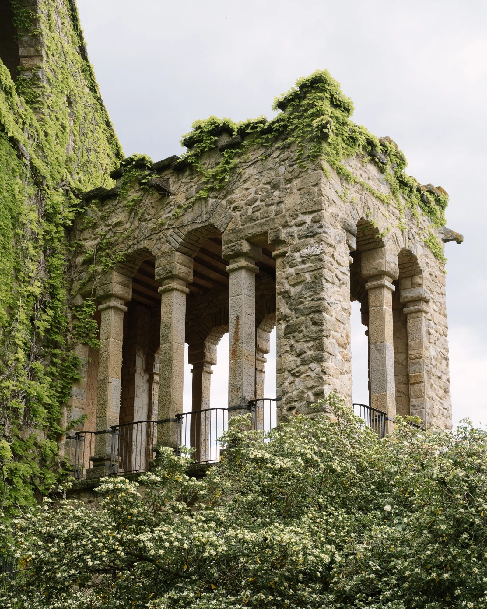 Ruinas de piedra cubiertas de vegetación